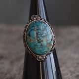 Vintage Sterling Turquoise Blossom Ring 6.25