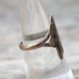 Vintage Sterling Turquoise and Coral Inlay Headdress Ring 7.75