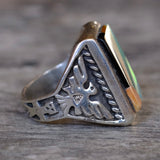 Vintage Sterling Multi Stone Sunrise Inlay Thunderbird Ring 8