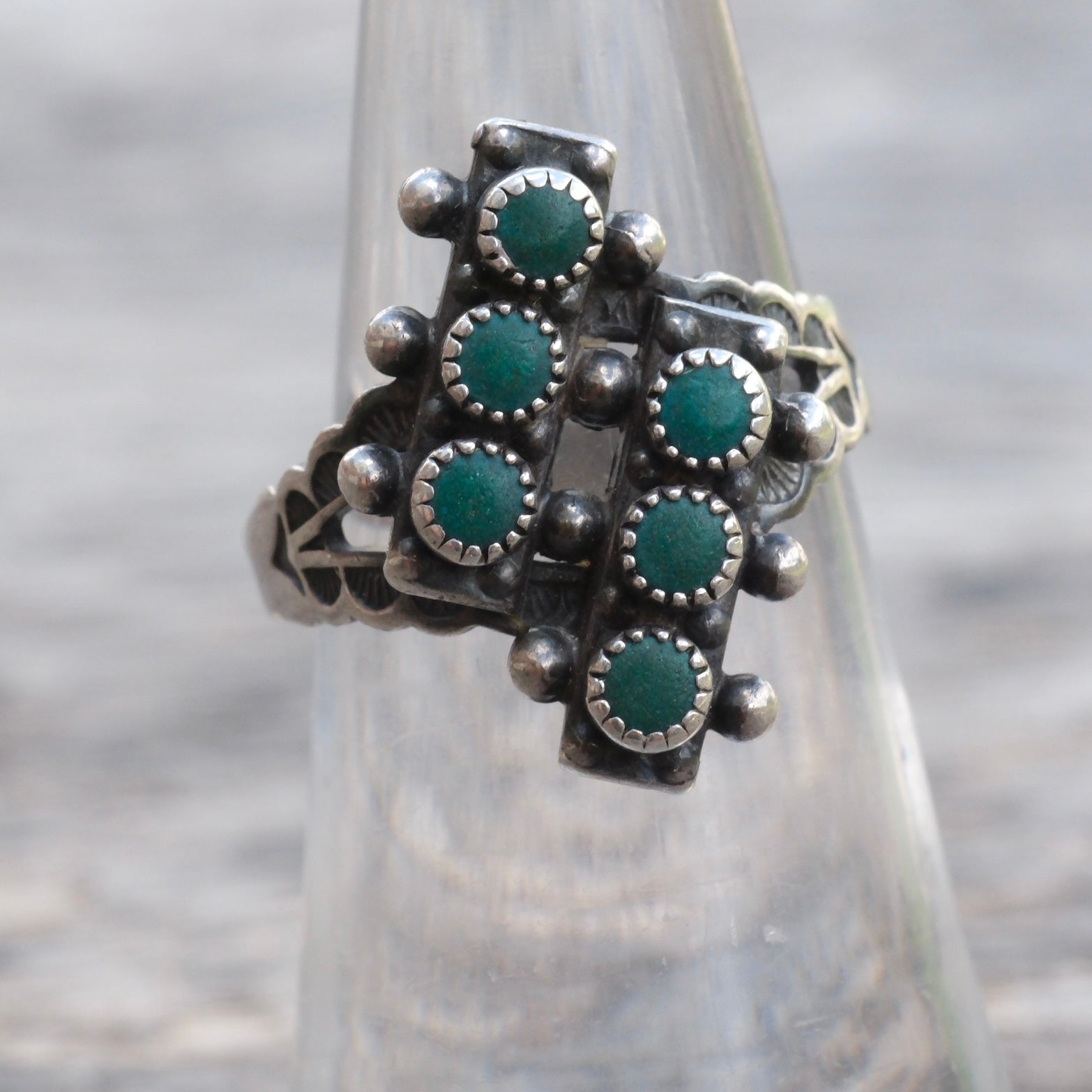 Vintage Sterling Snake Eye Turquoise Ring 6