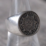 Vintage Sterling Aztec Calendar Signet Ring 8