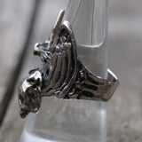 Vintage White Bronze Biker Ring 11.5