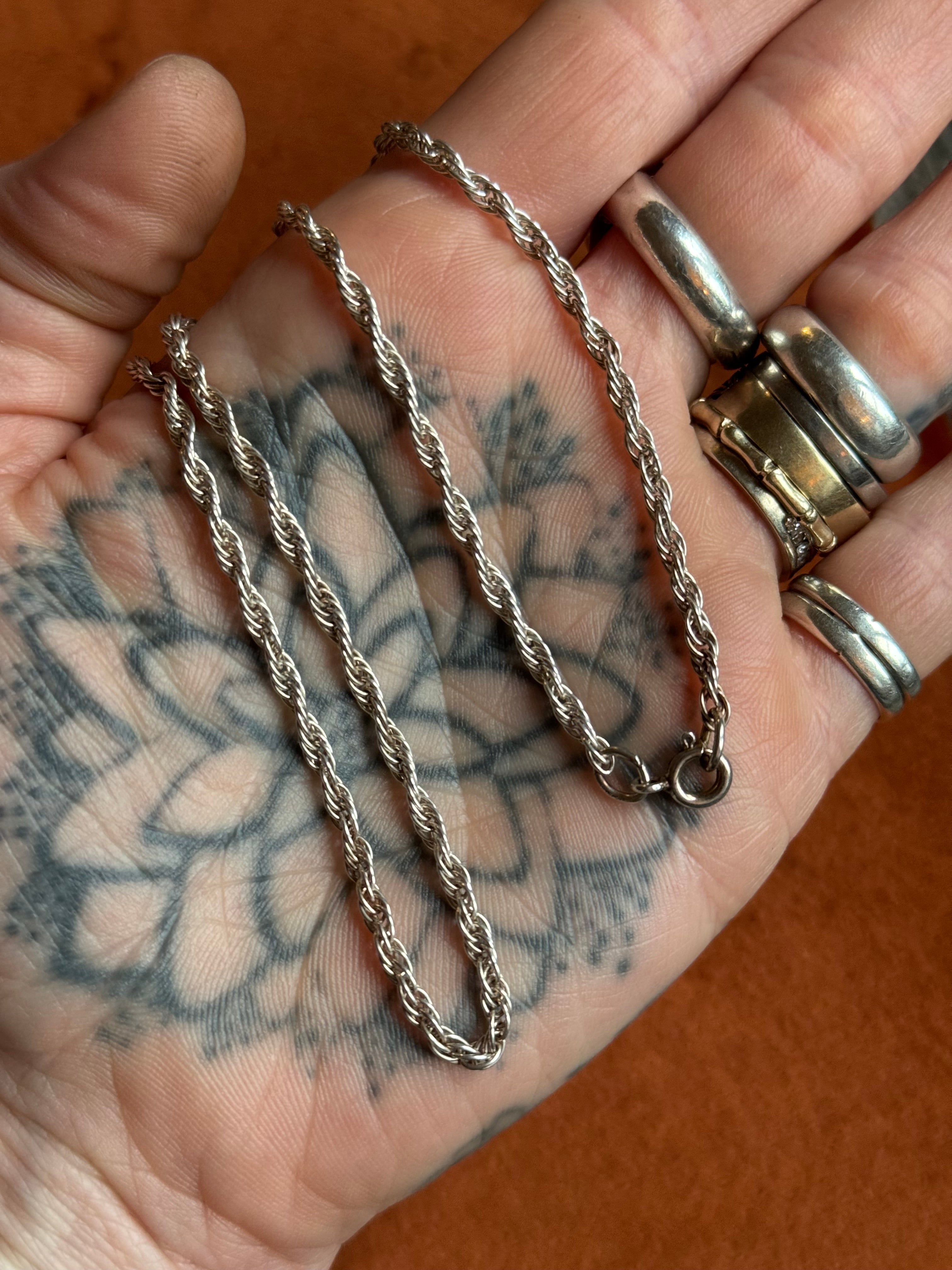Vintage Sterling Silver 18” Rope Chain
