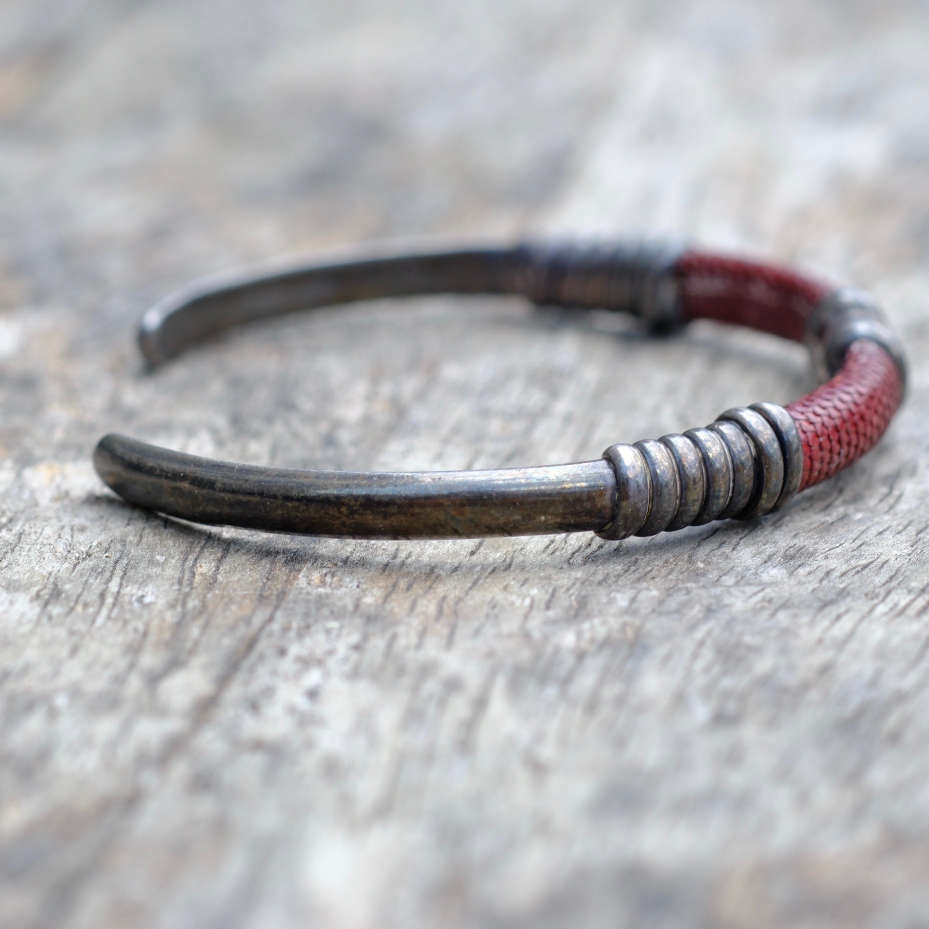 Vintage Sterling Silver and Leather Cuff Bracelet