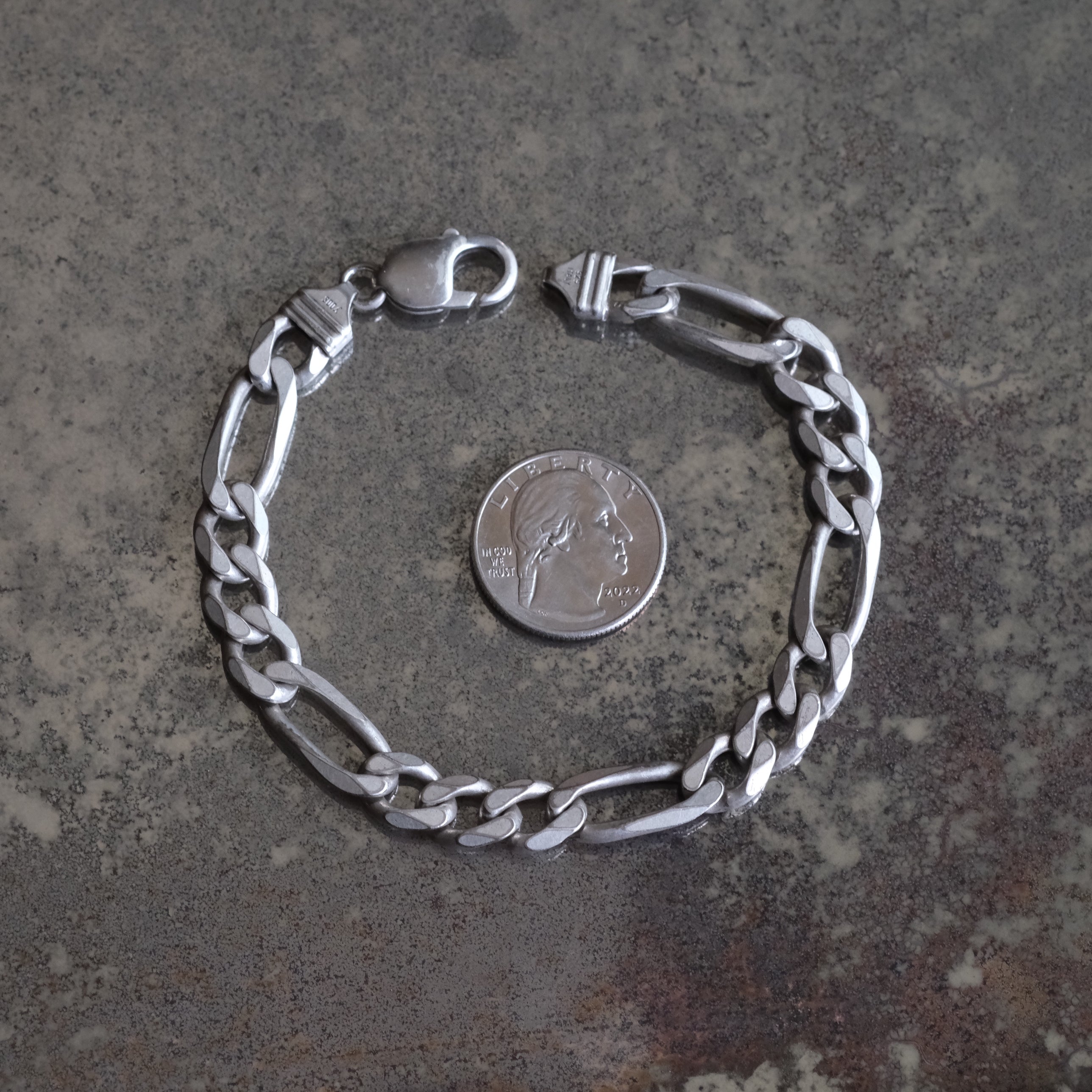 Vintage Sterling Silver Figaro Chain Bracelet 9.25"