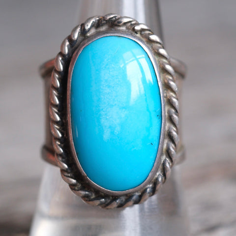 Vintage Sterling Turquoise Ring 10.5