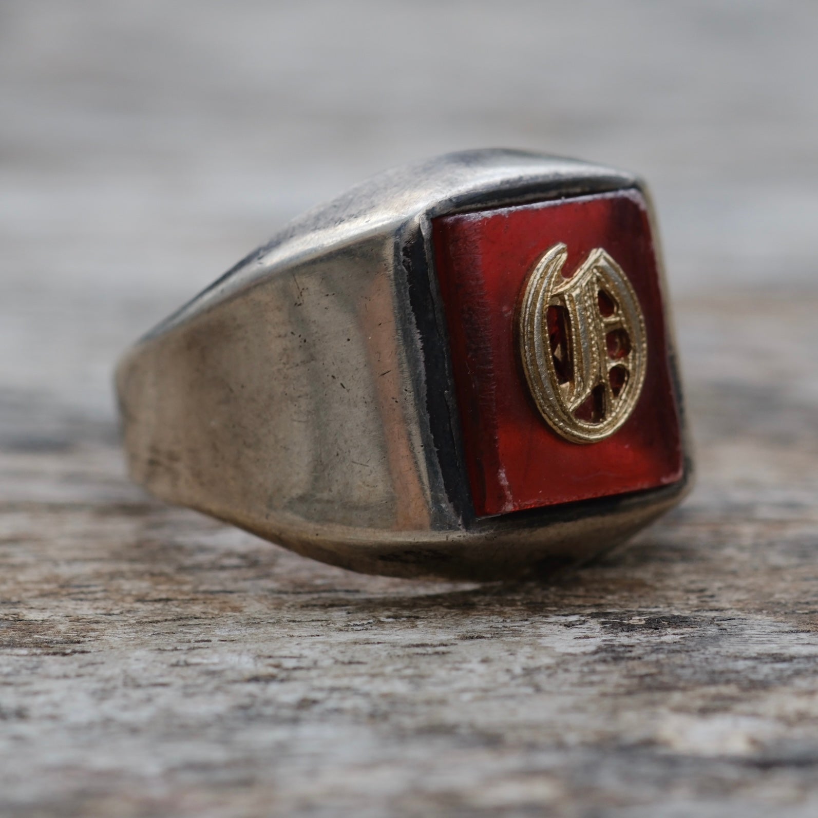 Vintage Sterling O Initial Signet Ring 8