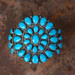 Incredible Vintage Sterling Turquoise Cluster Cuff