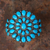 Incredible Vintage Sterling Turquoise Cluster Cuff