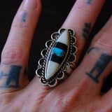 Vintage Sterling Multistone Inlay Florette Ring 9.5