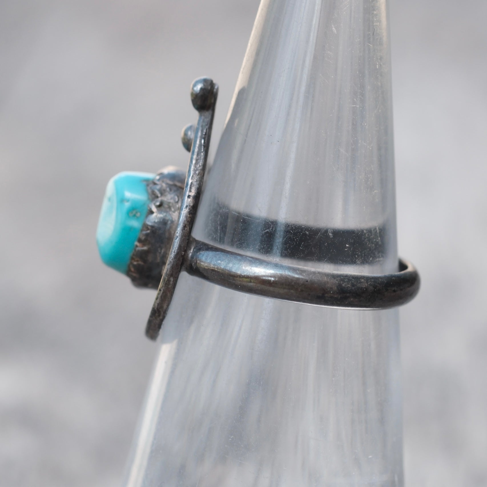 Vintage Sterling Turquoise Ring 4.5