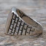 Vintage Sterling Turquoise and Coral Inlay Sunrise Ring 11