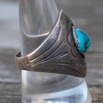 Vintage Sterling Turquoise Stamped Ring 10.25