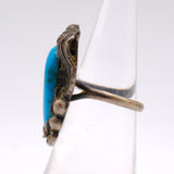 Vintage Sterling Turquoise Feather Ring 4.5