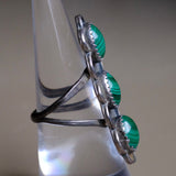 Vintage Sterling Malachite Florette Ring 7