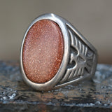 Vintage Sterling Goldstone Thunderbird Ring 8