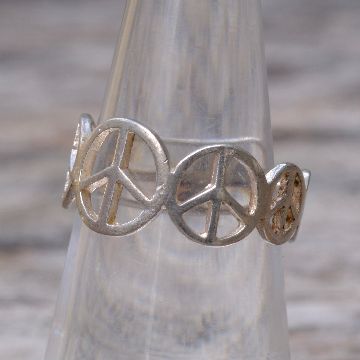 Vintage Sterling Peace Ring 6.25