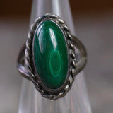 Vintage Sterling Malachite Roper Ring 5