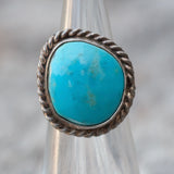 Vintage Sterling Turquoise Roper Ring 2.5