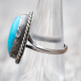 Vintage Sterling Turquoise Roped Ring 6