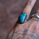 Vintage Sterling Turquoise Roper Ring 5.75