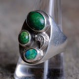 Vintage Sterling 3-Stone Turquoise Ring 10.25