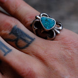 Vintage Sterling Silver Sandcast Turquoise Ring 8