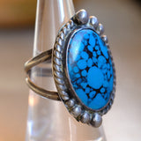 Vintage Sterling Turquoise Roper Ring 7.75