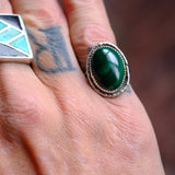 Vintage Sterling Malachite Ring 7