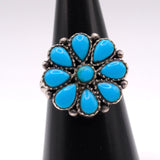 Vintage Sterling Turquoise Cluster Ring 6.5