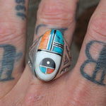 Vintage Sterling Zuni Inlay Ring 10