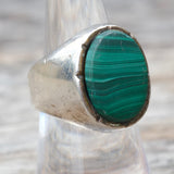 Vintage Sterling Malachite Ring 7.5