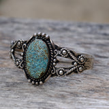 Vintage Sterling Turquoise Stamped Cuff Bracelet