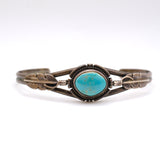 Vintage Sterling Turquoise Feather Cuff Bracelet