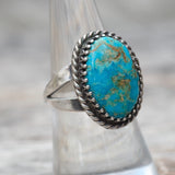 Vintage Sterling Turquoise Roper Ring 7.25