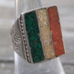 Vintage Sterling Crushed Inlay Stamped Band Ring 7