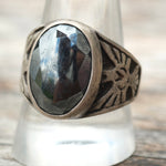 Vintage Sterling Hematite Thunderbird Ring 11.5