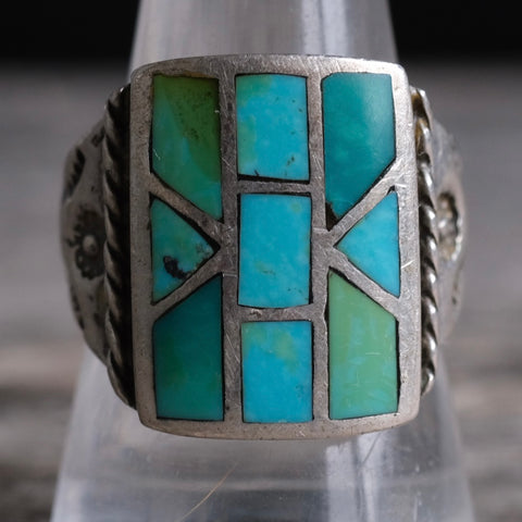 Vintage Sterling Turquoise Inlay Ring 10