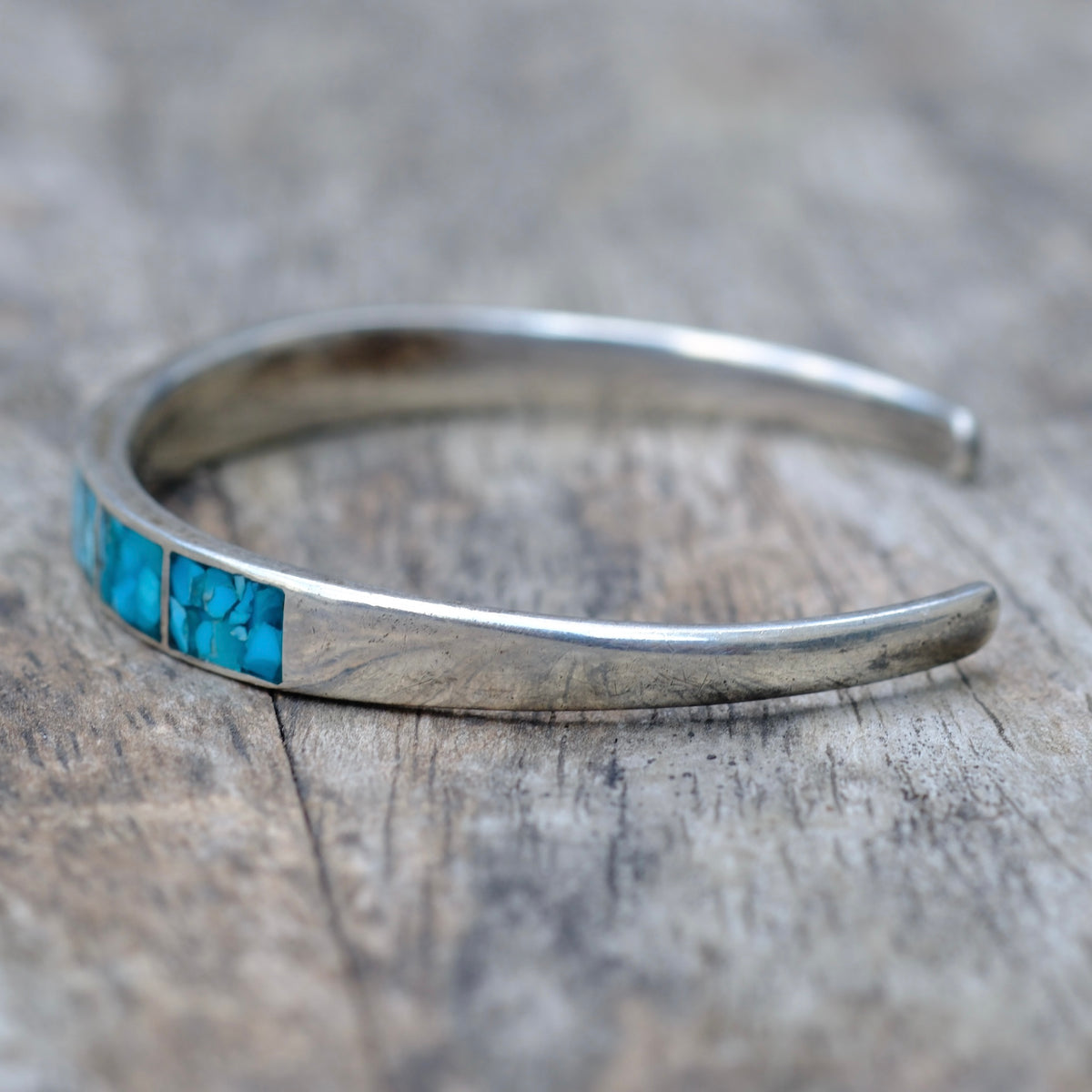 Vintage Sterling Crushed Turquoise Cuff Bracelet