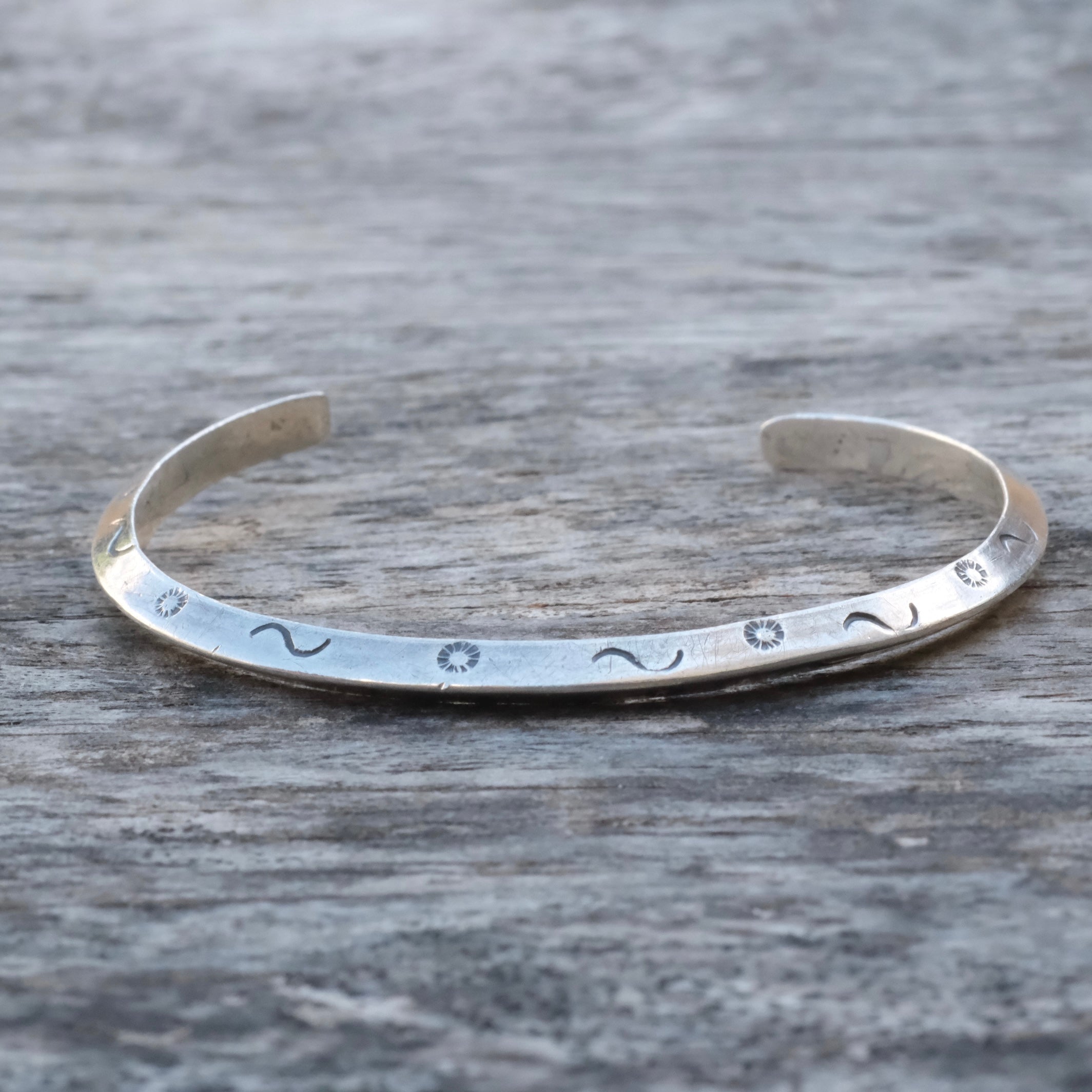 Vintage Sterling Stamped Triangle Cuff Bracelet