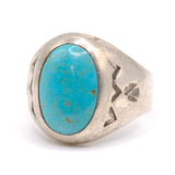 Mid Century Vintage Sterling Turquoise Stamped Thunderbird Ring 11