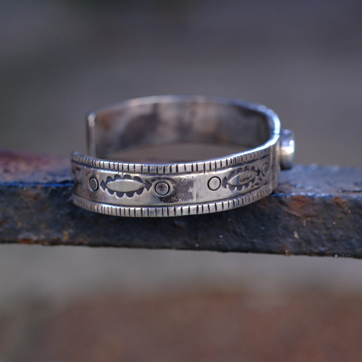 Sterling Silver American Turquoise Stamped Cuff Bracelet