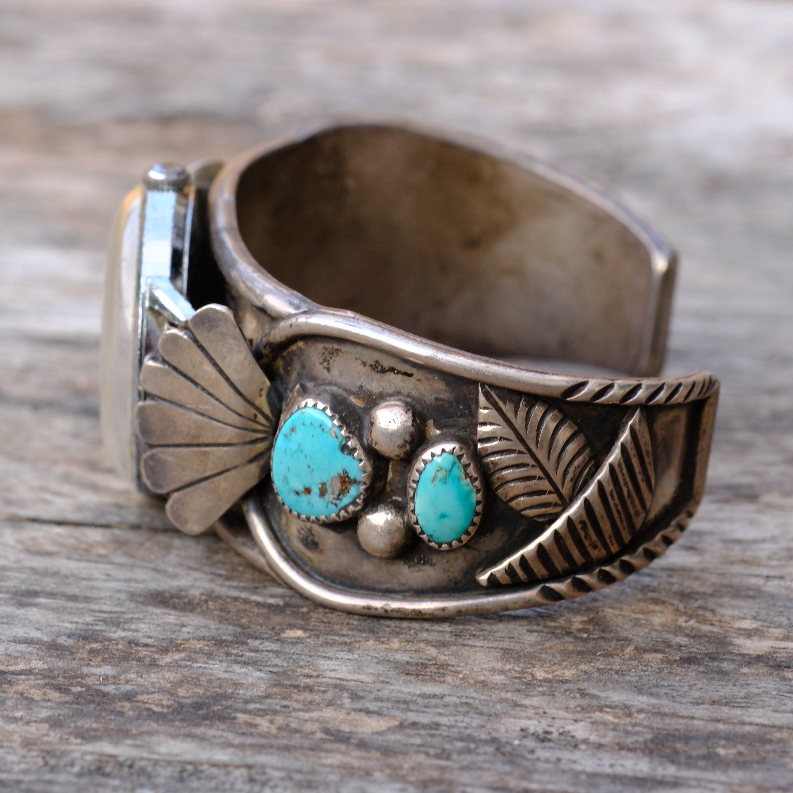 Vintage Sterling Turquoise Cuff Watch Cuff Bracelet
