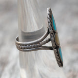 Vintage Sterling Turquoise and Mother Of Pearl Ring 5