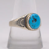Vintage Sterling Turquoise Stamped Band Ring 10.75