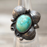 Vintage Sterling Turquoise Feather Ring 5.5