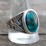 Vintage Sterling Abalone Thunderbird Ring 12.75