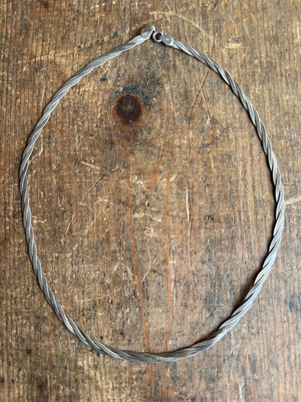 Vintage Sterling Silver 18” Twist Herringbone Chain