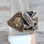 Vintage Sterling Onyx Eagle Ring 10.75