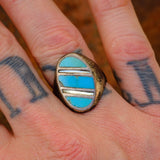 Vintage Sterling Turquoise and MOP Inlay Ring 9.25